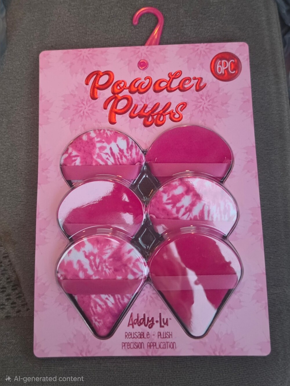 Addy-Lu 6pk Pink & White Plush Powder Puffs - BNIB